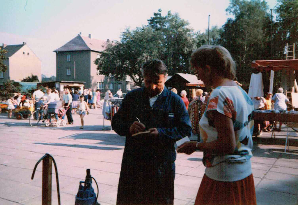 Erster Engelsdorfer Markttag mit Siegfried Gunkel, 08.08.1990